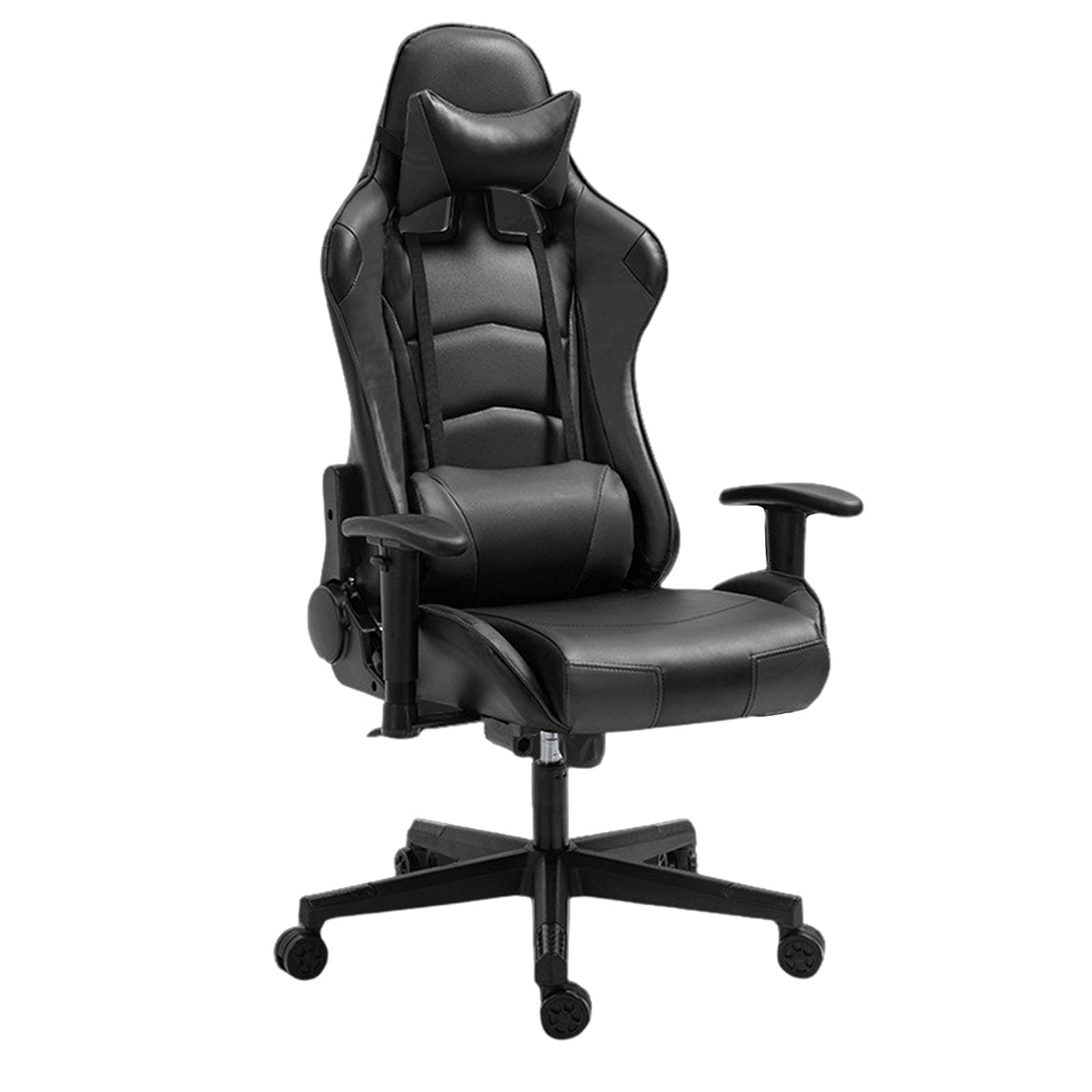 BFVAKBKYT Home Office Ergonomischer Schreibtischstuhl, Gaming Stuhl Ergonomischer Bürostuhl Computer Schreibtisch Chefsessel Pu Leder Hohe Rückenlehne Einstellbar(Black)