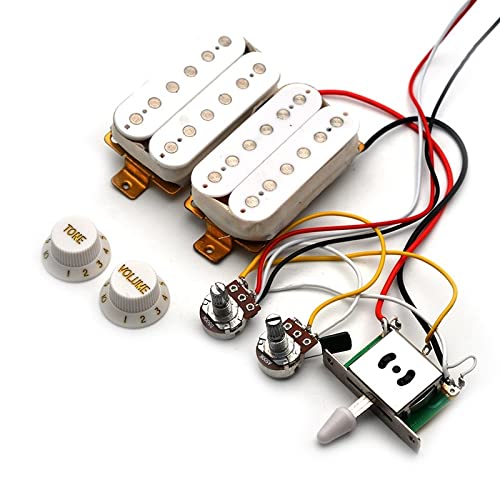 ZENGXUE E-Gitarren-Pickup-Kabelbaum, Vorgeführter 3-Wege-Konverter Hoh Abholung Für Elektrische Gitarre Weiß Humbucker Tonabnehmer Set