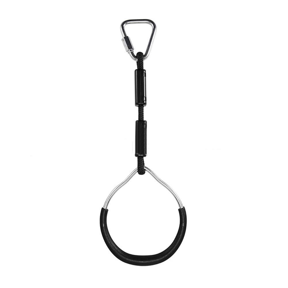 BFVAKBKYT Gymnastik Ringe,Suspension Trainer System, Heavy Duty Trapez Bar Pull Up Gym Ringe for Kind Bunte Hinterhof Outdoor Gymnastic Ring Ninja Hindernis Parcours Kit(Black)