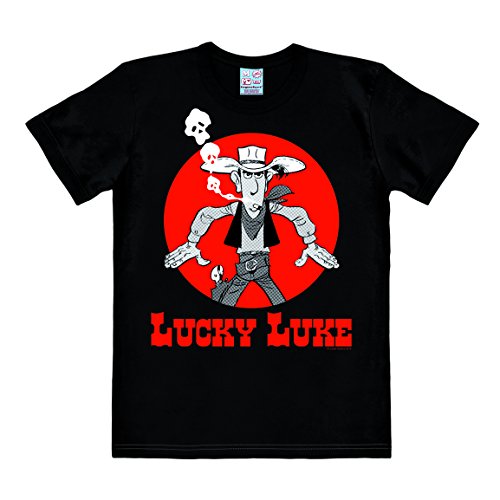 Logoshirt Comic - Cowboy - Lucky Luke - Daisy Town - T-Shirt Herren - schwarz - Lizenziertes Originaldesign, Größe S