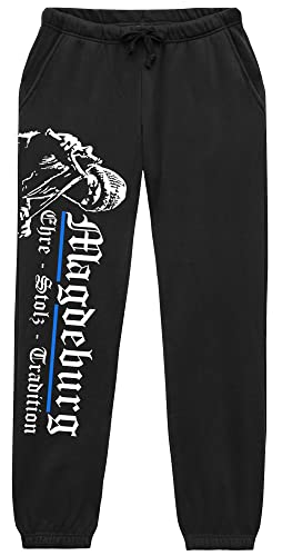 UGLYSHIRT Magdeburg Ehre & Stolz Herren Jogginghose | Fussball City Magdeburg Hose Skyline Sporthose | M1 (XL)