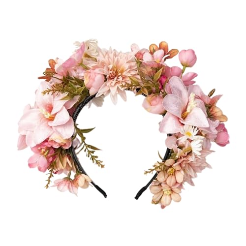 ohodhmnu Ethnisch inspirierter Kopfschmuck, stilvolle Blumen-Blumen-Kopfbedeckung für Damen und Mädchen, modischer Haarschmuck mit Blumenmotiv