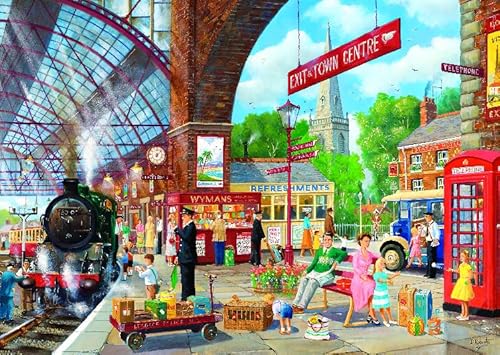 Hfmquisutron Jigsaw Puzzles 1000 Teile Aus Holz Zusammenbau Bild Zug Station Für Erwachsene Familie Spiele Pädagogisches Spielzeug Rt153Ha