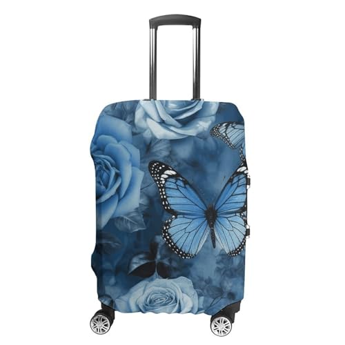 CSGJMYGS Reisegepäckabdeckung, elastisch, waschbar, modisch, kratzfest, blaue Rose, Koffer-Schutz, passend für 45,7 - 81,3 cm Gepäck, Stil 5, L