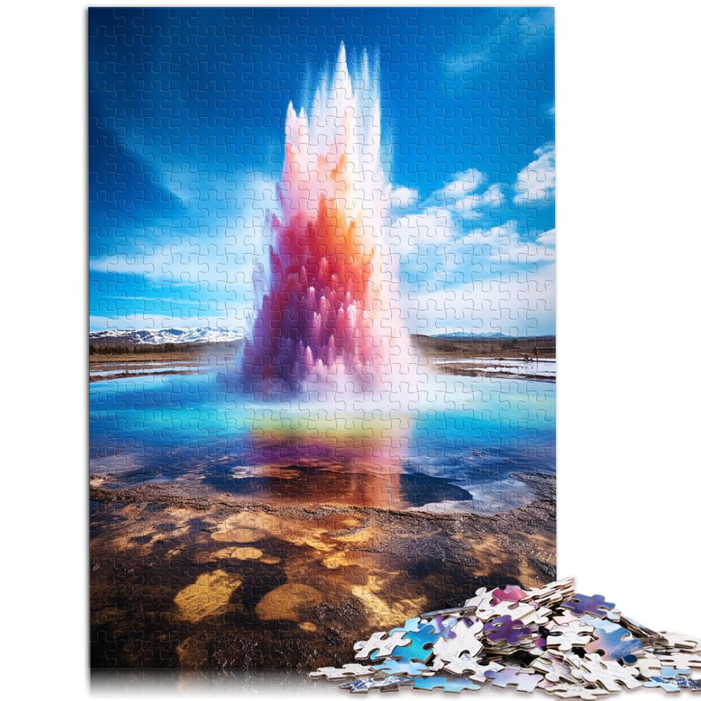 Puzzles Lernspiele Die farbenfrohe Psychedelie des Geysirs Geysir Art Puzzles für Erwachsene 1000 Teile Holzpuzzle Unmögliches Puzzle 1000 Teile (50 x 75 cm)