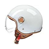 Retro Motorradhelm Herren Damen, Vintage Motorrad Jethelm, Halbhelme Mit Visier, Klapphelme DOT/ECE-Zulassung, Offenem Helm Chopperhelm Rollerhelm Brain Cap Helm(59-60cm) ( Color : C , Size : (59-60cm