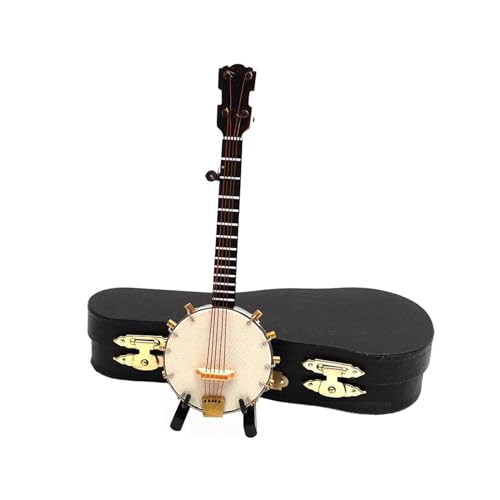 Miniatur-Banjo-Modell Aus Holz Mit Stützkoffer, Mini-Musikinstrumenten-Zubehör, Dekoration