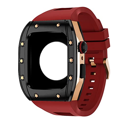 KANUZ Edelstahl-Gehäuse für Apple Watch Serie 8, 45 mm, Armbandzubehör, DIY-Modifikationsset, Abdeckung für iWatch 7, 6, SE, 5, 4,44 mm (Farbe: Medium, Größe: 45 mm für Serie 8)