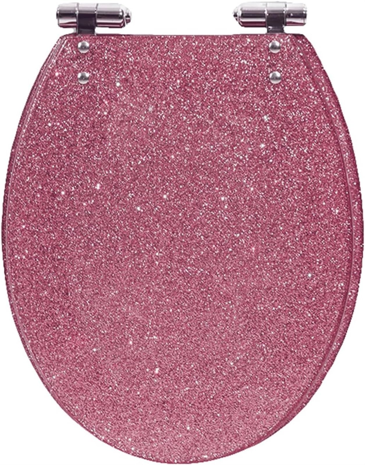 GETSTREE Toilettensitz, Toilettenzubehör, Sparkly Resin Oval Toilet Seat Thicken Slow Close Bathroom Toilet Lid(Pink)