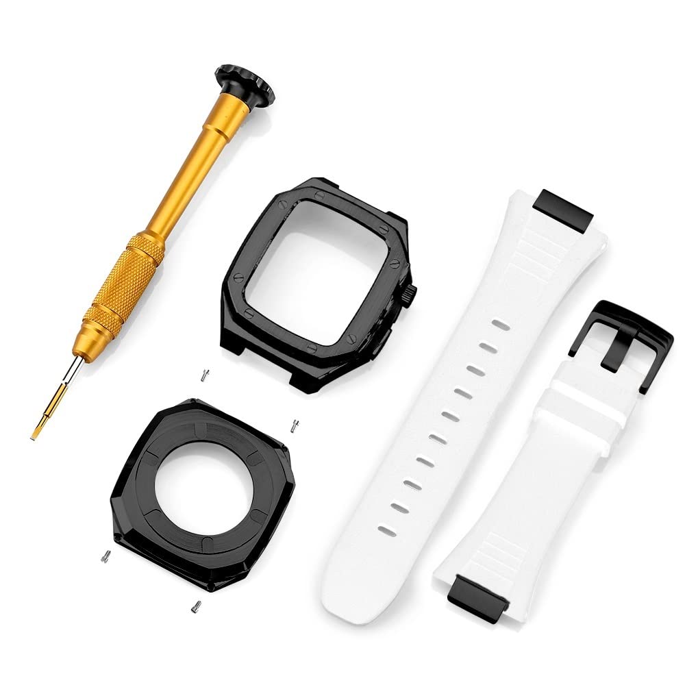 TONECY Edelstahl-Armband für Apple Watch, Modifikation, 45 mm, 44 mm, 41 mm, Metall-Mod-Kit-Set für iWatch Serie 7, 6, SE, 5, 4, 3, 2, 1