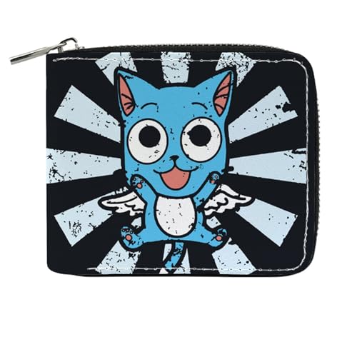 RYNDEX FAI-ry TA-il Geldtasche Anime, PU-Leder Münzbörsen mit Reißverschluss, Mädchen Geldtasche mit Münzfach und Geldscheinfach(Color:Multicolor 16)