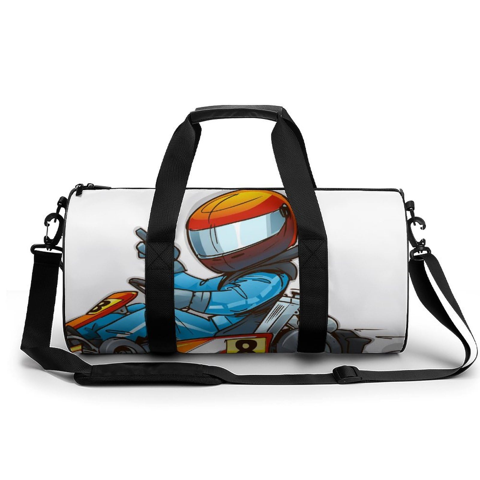 Helm Kartfahren Sport Duffel Bag Sporttasche Reisetasche Handgepäck Tasche Schwimmtasche Weekender Bag 45x23x23cm