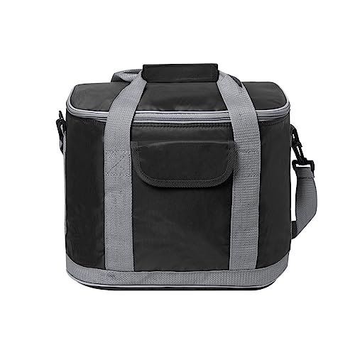 Grosse Kühltasche Picknicktasche Lunchtasche Thermotasche Isoliertasche PEVA isothermischer Innenraum für Lebensmitteltransport (Schwarz)