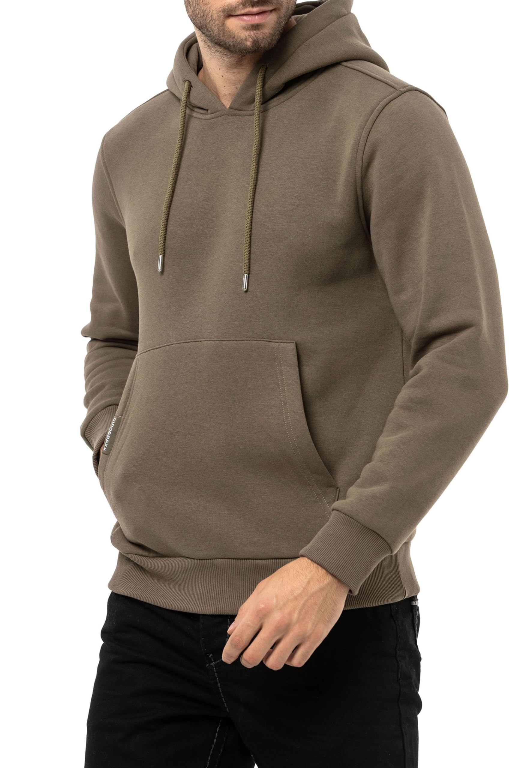 Cipo & Baxx Herren Kapuzenpullover Basic Hoodie Premium Sweatshirt Sweater CL557 Khaki L