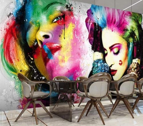 Frauen Graffiti 3D Tapete Poster Restaurant Schlafzimmer Wohnzimmer Sofa TV Dekorative Wand-200cm×140cm