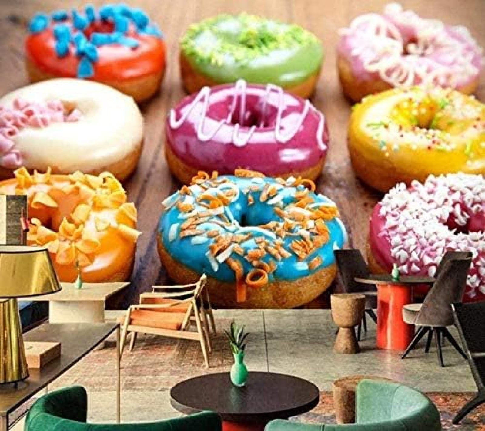 Gebackene Donuts 3D Tapeten Wanddekoration Fototapete Sofas Wohnzimmer Wandbild Schlafzimmer-350cm×256cm