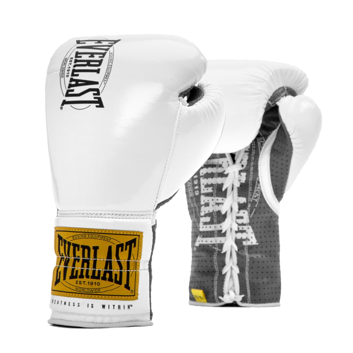 Everlast Unisex- Erwachsene Boxhandschuhe 1910 Pro Fight Glove Kampfhandschuhe, Weiß, 8oz