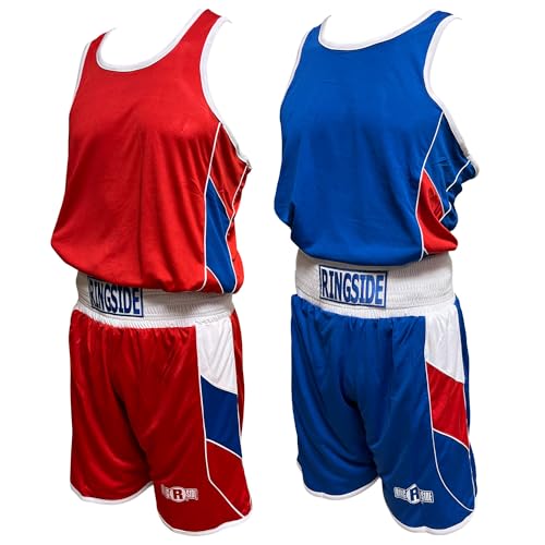 Ringside Wendbares Boxwettkampf-Outfit, Unisex, Erwachsene, Wendbar, Rot/Blau, Small