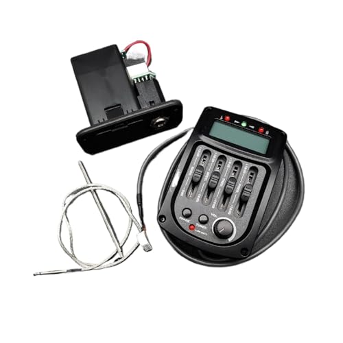 Gitarre Tonloch Tonabnehmer Wandler Brücke Pickup, Akustikgitarren-Tonabnehmer Schwarz 4-Band EQ Equalizer Vorverstärker Piezo Pickup LCD Tuner