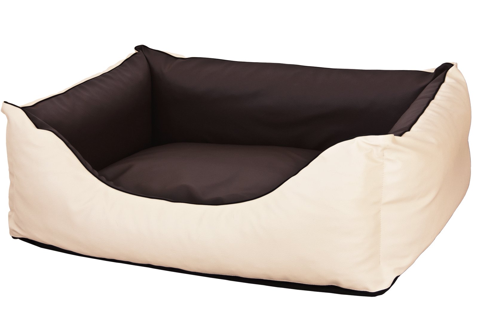 CopcoPet Rocco Hundebett Hundesofa Wendebett Kunstleder XXL ca. 125 x 100 cm Braun Beige