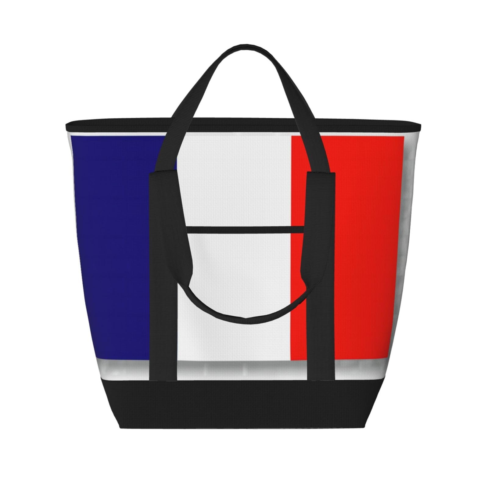 YQxwJL Isolierte Kühltasche mit französischer Flagge, großes Fassungsvermögen, Einkaufstasche, Reisetasche, Strand, wiederverwendbare Einkaufstasche für Erwachsene, Schwarz, Einheitsgröße