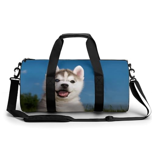 Niedlicher Husky-Hund Sport Duffel Bag Sporttasche Reisetasche Handgepäck Tasche Schwimmtasche Weekender Bag 45x23x23cm