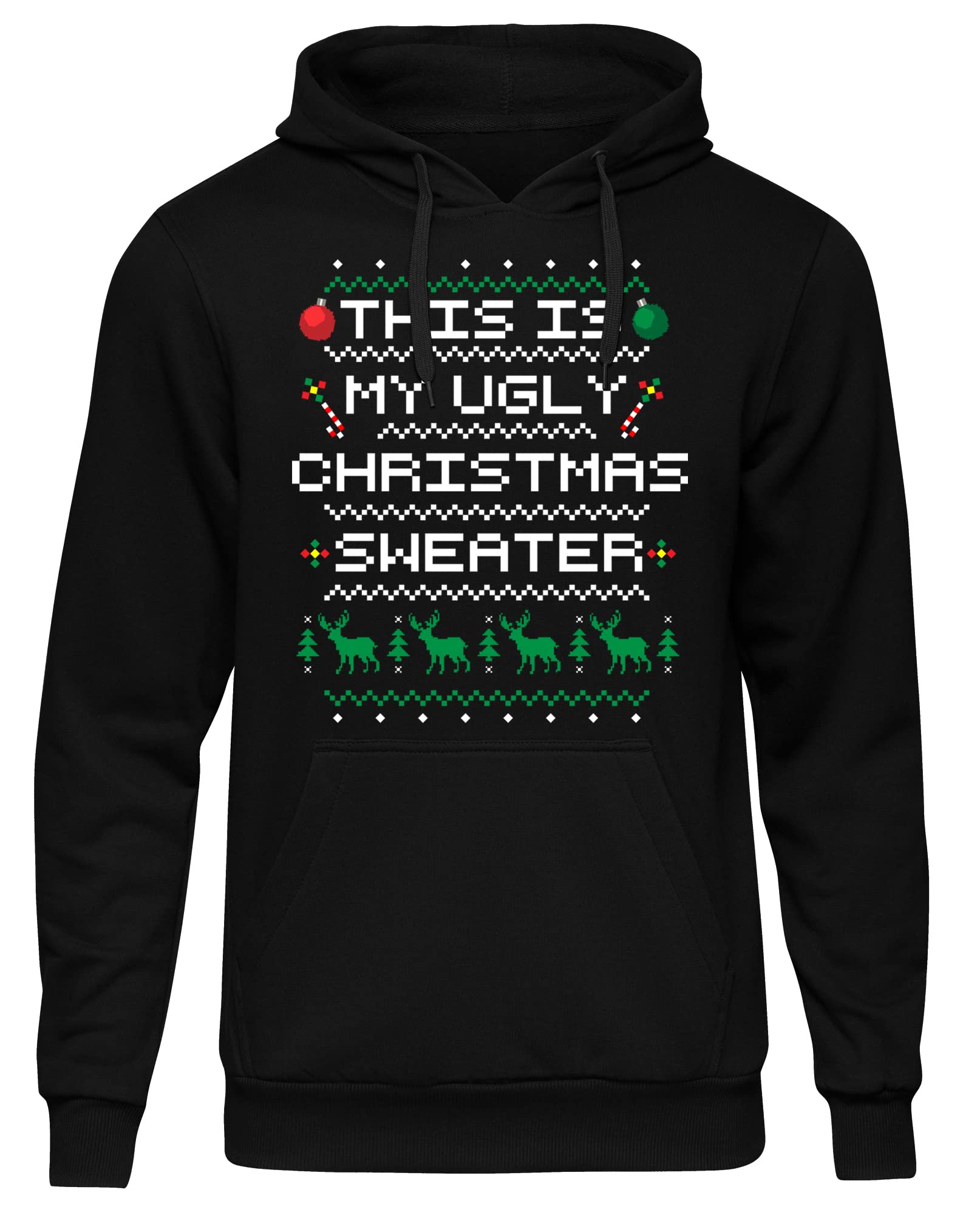 My Ugly Christmas Sweater Herren Kapuzenpullover | Weihnachten Pullover Weihnachtsmann Funny Xmas Hoodie Christmas | Schwarz (4XL)