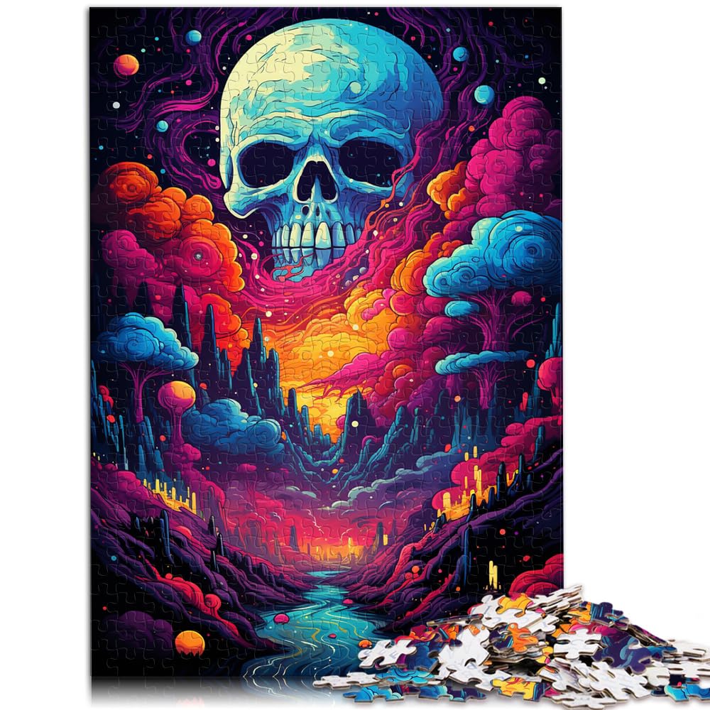 Puzzle Bunte und psychedelische Welt der Skelette, 1000-teiliges Puzzle, Holzpuzzle als Geschenk für die ganze Familie, 1000 Teile (50 x 75 cm)