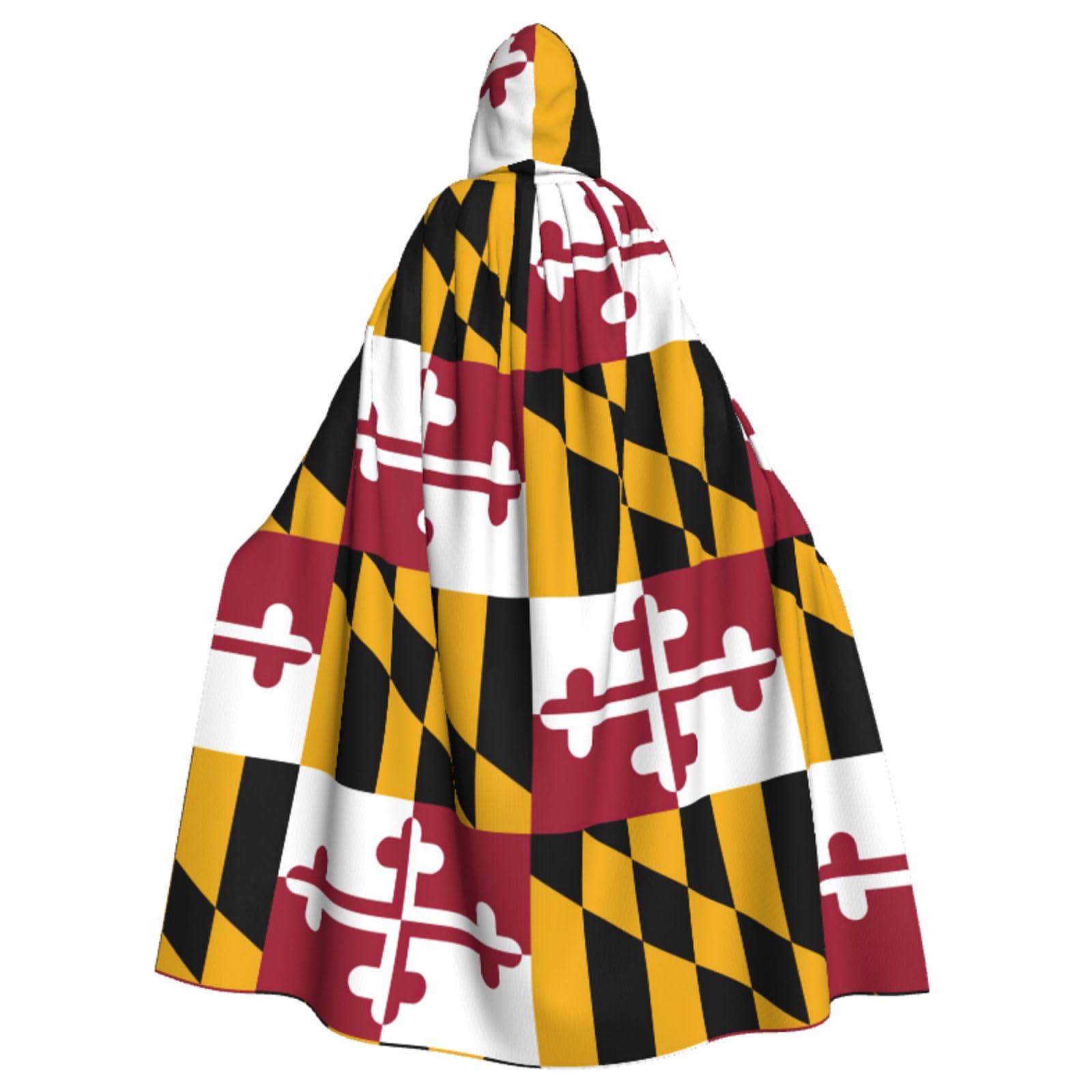 WURTON Maryland State Flag Print Elegance Hooded Cloak for Halloween Carnival Theme Parties Cosplays Adults Unisex