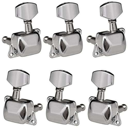 Gitarren Stimmwirbel 6 Teile Gitarre String Tuning Pegs Halbgeschlossene Tuning Maschine Maschinenköpfe Tuner Für E-Gitarre Akustikgitarre (Color : Silver 3L and 3R)