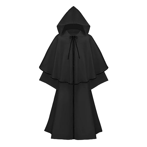 WANGTIANXUE Mittelalter Kleidung Damen, Mittelalter Umhang Damen Vintage Gothic Stil Kapuzenumhang Große Größen Faschingskostüme Frauen Umhang Halloween Cosplay Kostüme Erwachsene