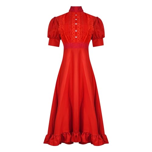 AYYOHON Horror Movie Perle Kostüm Perle Cosplay Kostüm Perle Rotes Kleid X Prequel Outfits für Halloween Party Frauen L