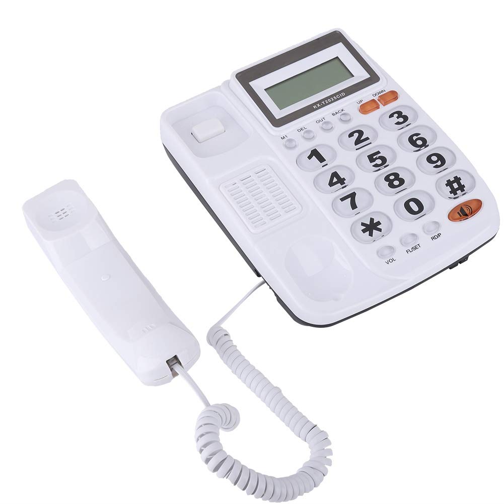 Garsent Schnurgebundenes Telefon, DTMF/FSK-Dualmodus Schnurtelefon mit LCD-Bildschirm, Wand Tischtelefon für Home Hotel(weiß)