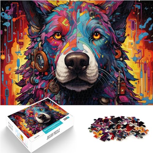 Puzzles Geschenke Spielzeug Die farbenfrohe Psychedelie mechanischer Hunde 1000 Teile für Erwachsene Geschenke Holzpuzzle Schwierige schwere Puzzles 1000 Teile (50x75cm)