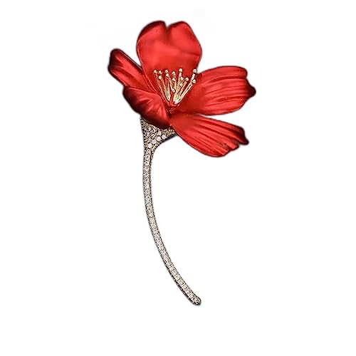 AIHEDOUJ Red Pride Brosche Exquisite rote Blumen Temperament Corsage Pin Damenbekleidung Dekorationen