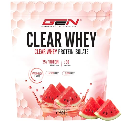 Clear Whey Isolate Proteinshake - Fruchtig & erfrischender Eiweiß-Shake - Hochwertiges Molkenprotein-Isolat (900g, Wassermelone)