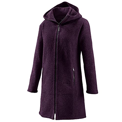 Mufflon Damen-Wollmantel Mu-Jana W100 mit Kapuze lila - XL