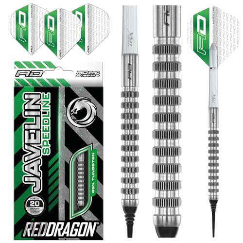 RED DRAGON Javelin Speedline 20 Gramm Softip Premium Wolfram Darts Set mit Flüge und Schäften