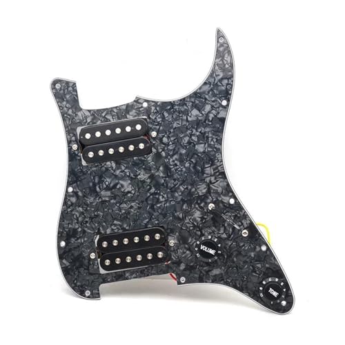 Schlagbrett Tonabnehmer für E Gitarre Mehrfarbiges HH-Schlagbrett für Gitarre, Schlagbrett für E-Gitarre und schwarze, vorverdrahtete Schlagbrettbaugruppe mit zwei Humbuckern(Black Pearl x Black)