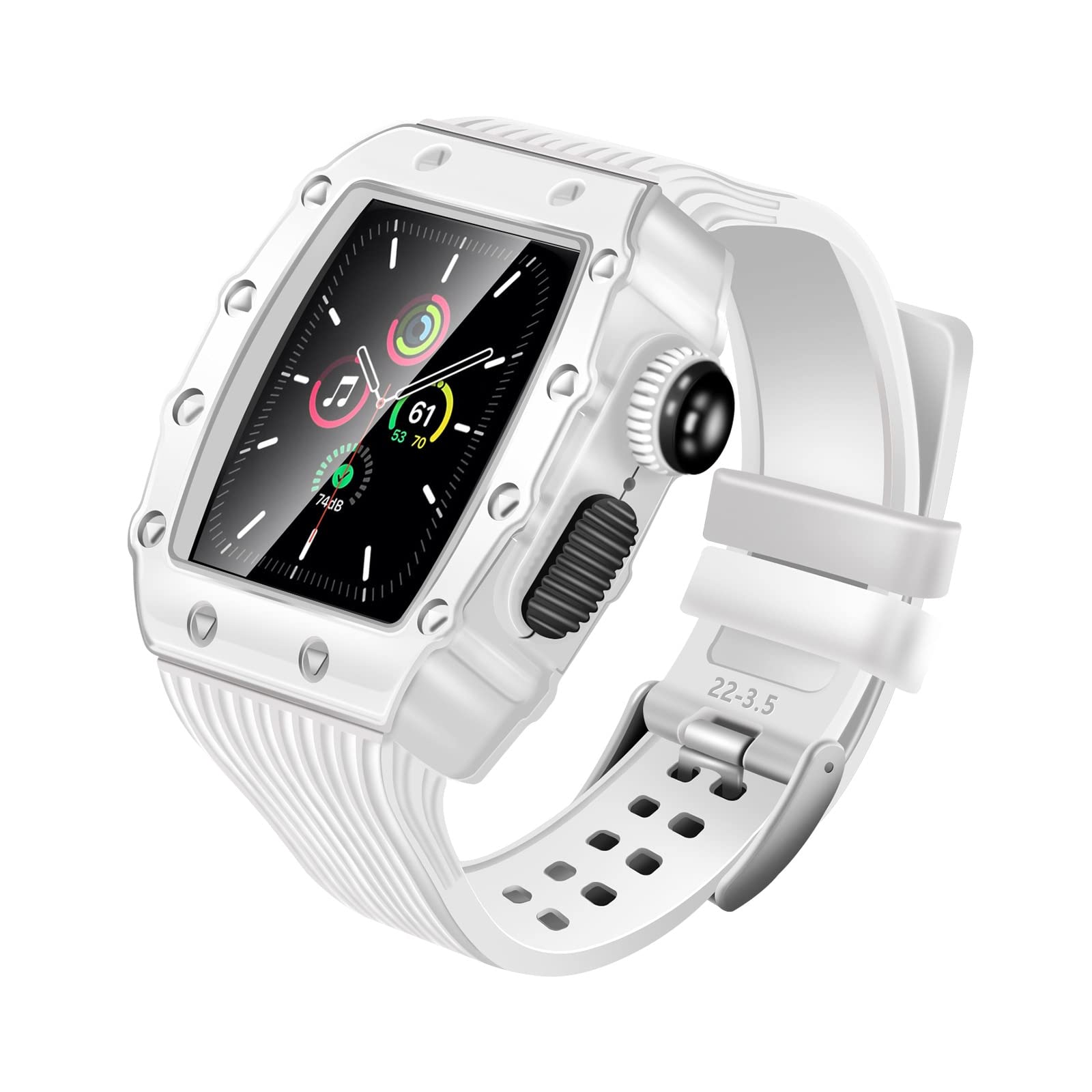 TONECY Luxuriöses Metallgehäuse für Apple Watch Serie 8, 41 mm, 45 mm, Gummi-Armband-Modifikationsset für iWatch 8, 7, 6, 5, 4, SE, 40 mm, 44 mm