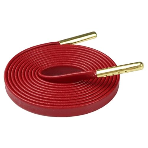 RybdaFDc Schnürsenkel, Metallgefühl Schnürsenkel 0,7 cm Leder Schnürsenkel Geschenk(Red,150cm)