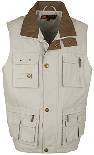 SOUNON Herren Micofaser Weste, Outdoor-Weste Beige, Groesse: 4XL