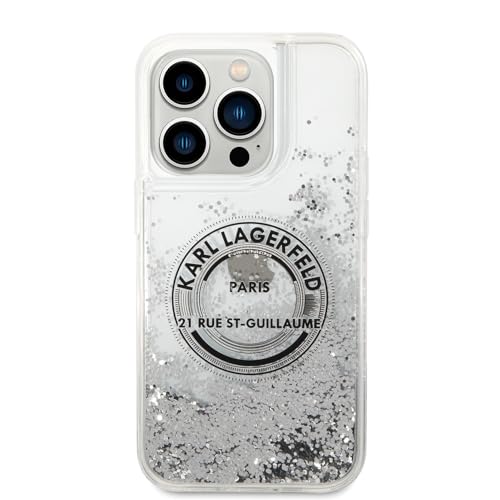 Karl Lagerfeld KLHCP14LLCRSGRS Hülle für iPhone 14 Pro 6,1" Silber hardcase Liquid Glitter RSG