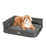 JAMAXX Premium 2-in-1 Hunde-Sofa - Orthopädisch Memory Visco, Abnehmbare Polster, Oeko-TEX Abnehmbarer Bezug Waschbar, Weiches Fleece oder Lammfell/Sherpa, PDB3014 (S) 65x50 anthrazit