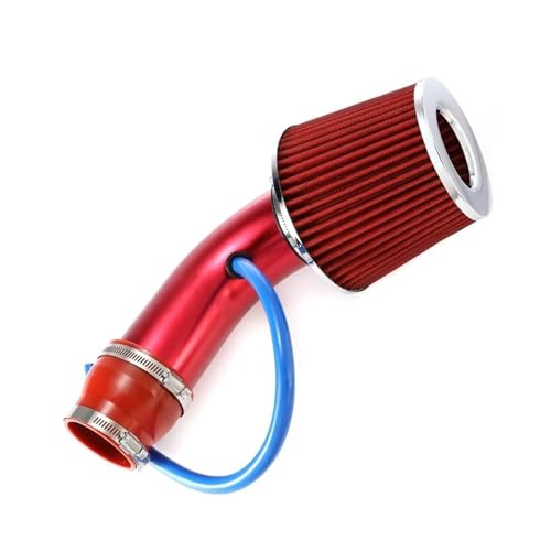 Auto Lufteinlass Luftansaugschlauch 76mm/3" Oder 64mm/2,5" Universal Aluminium Lufteinlass Filter Rohr Kit Auto Lufteinlass Modifizierte Kit(Rot)