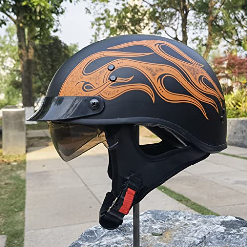 Motorrad-Halbhelm für Erwachsene Männer Frauen Vintage Jethelme ECE-Zertifizierung AVT Jet Style Cruiser Scooter Moped Retro German Style Helm UV-Objektiv