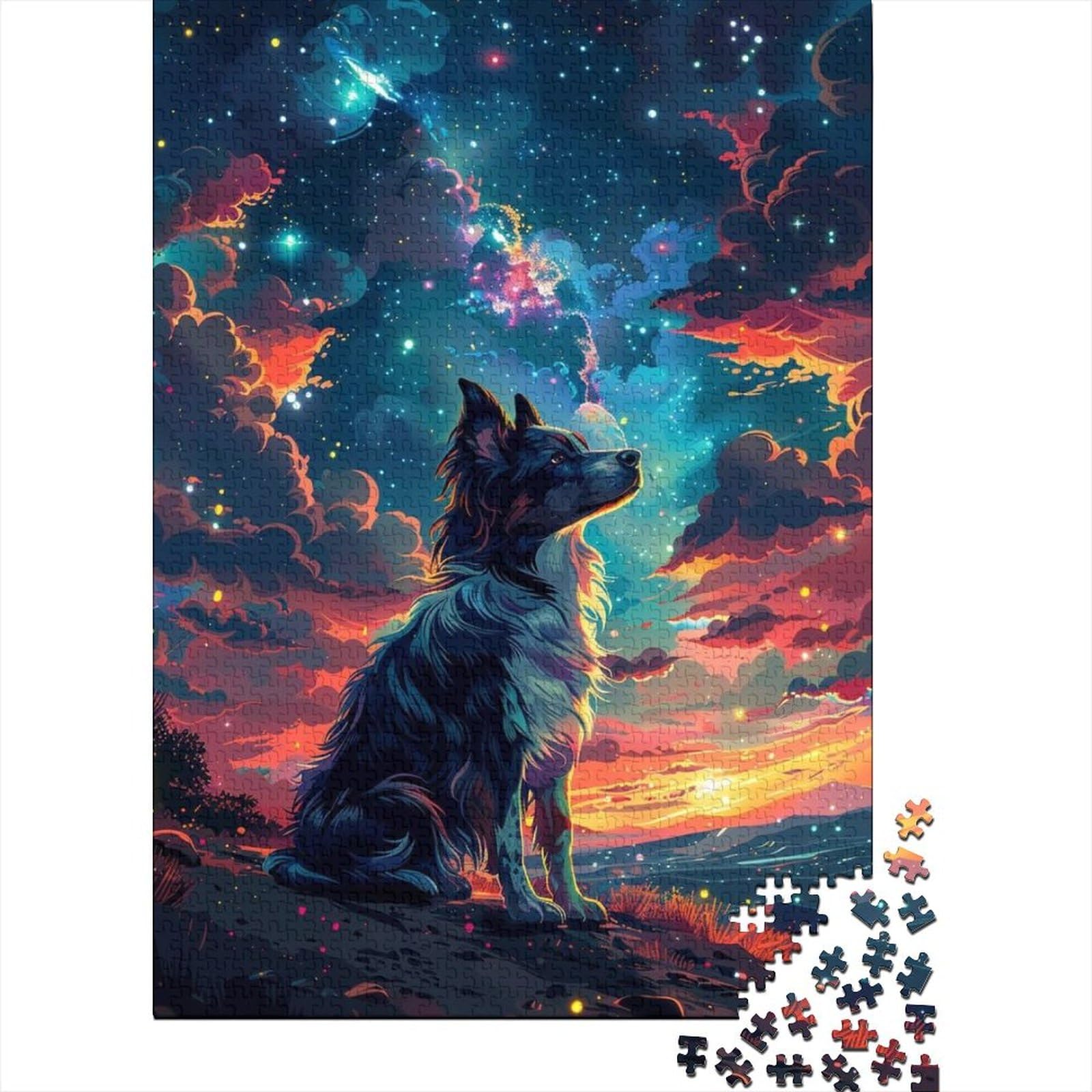 Tier-Fantasie-Hund Holzpuzzle für Erwachsene Puzzle 1000 Teile Puzzle für Erwachsene Spielspielzeug für Erwachsene Familienpuzzle Geschenk 75x50cm