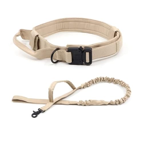 Hundehalsband Trainingshalsbänder Design Hundehalsband für große Hunde Militärisches Hundehalsband für mittelgroße und große Hunde Heimtierbedarf-Khaki-Set,M(38-47cm)