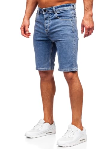 BOLF Herren Kurze Jeanshose Shorts Bermudas Jeans Short Kurze Hose Cargo Cargoshorts Destroyed Used Look Denim Stretch Freizeithose MP0274BC Dunkelblau S [7G7]