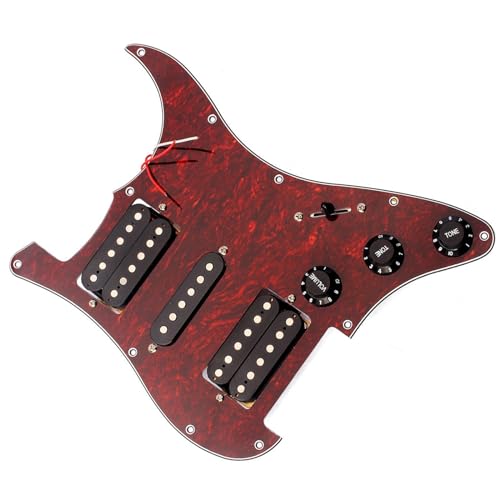 Standard-Pickguard-Tonabnehmer Exquisites rotes HSH-Schlagbrett-Tonabnehmer-Ersatzteilset für E-Gitarre